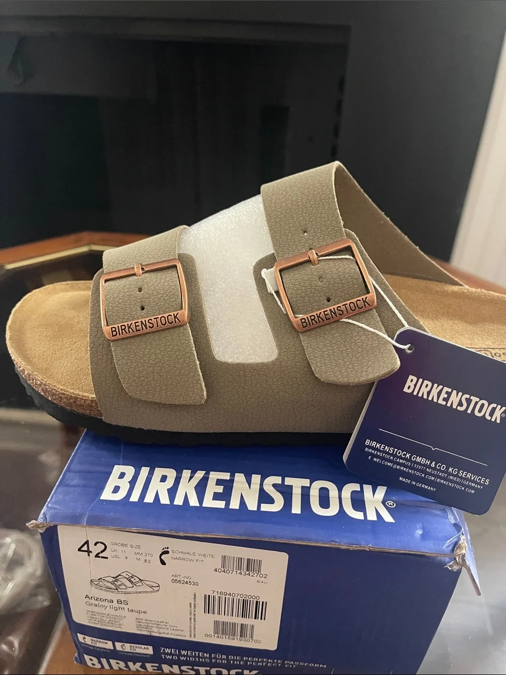 Birkenstock Arizona Two-Buckle Sandal in Olive with Copper Hardware